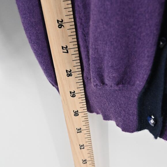 NINA RICCI Sweater Womens Size M Cashmere Blend Purple VNeck‎ Knit Cardigan - Picture 11 of 14